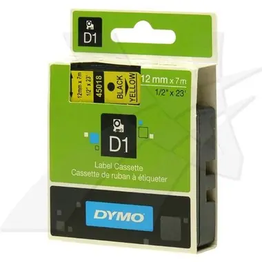 Dymo orig. páska, 45018, S0720580, černý tisk/žlutý podklad, 7m, 12mm,