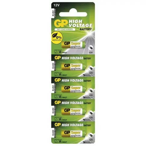 GP 27A - 5 ks / alkalická baterie 12 V / 20 mAh 