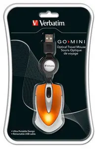 Verbatim Go Mini oranžová / optická myš / 1000DPI / 3tlačítka / 1 kolečko / drátová (USB)