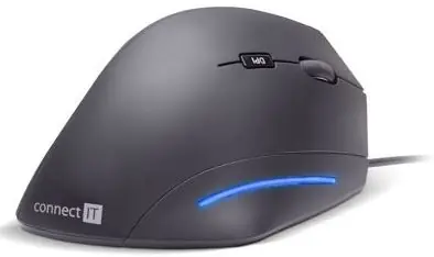 CONNECT IT FOR HEALTH CMO-2500-BK černá / Ergonomická vertikální myš / 1600DPI / 6 tlačítek / USB / 1.8m