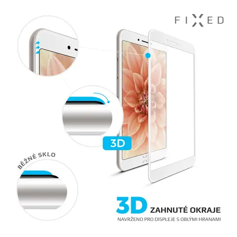 FIXED 3D Full-Cover Ochranné tvrzené sklo pro Apple iPhone 7 & 8 bílá / přes celý displej / 0.33 mm         