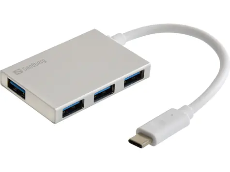 Sandberg USB-C Pocket HUB 4x USB 3.0 bílá