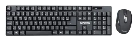 EVOLVEO WK-142 set bezdrátové klávesnice a myši černá / CZ&US znaky / USB / 2.4 GHz