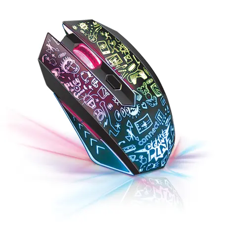 CONNECT IT DOODLE 2 černá / Bezdrátová optická herní myš / 2400DPI / 6 tlačítek / 600mAh 