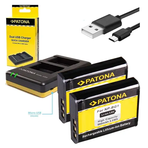 PATONA nabíječka Foto Dual Quick Sony NP-BG1 + 2x baterie 960mAh / USB