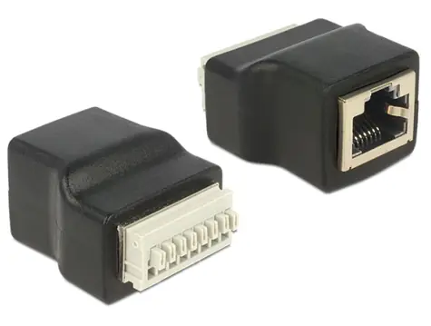 DeLock adaptér RJ45 samice > Terminal Block 8 pin s tlačítkem