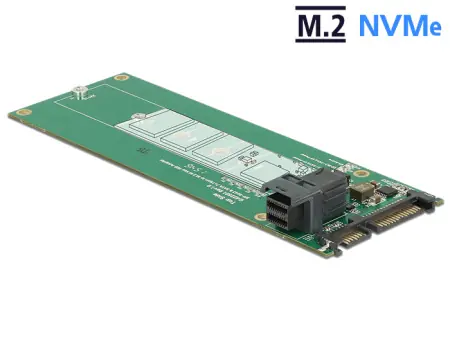 DeLock převodník SATA 22 pin / SFF-8643 NVMe > 1 x M.2 NGFF Key M