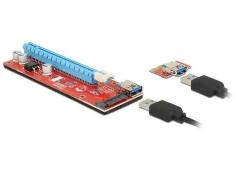 DeLock Riser card PCI Express x1 > x16 s 60 cm USB kabelem