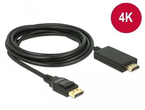 Delock Kabel Displayport 1.2 samec > High Speed HDMI-A samec pasivní 4K / 3 m / černý