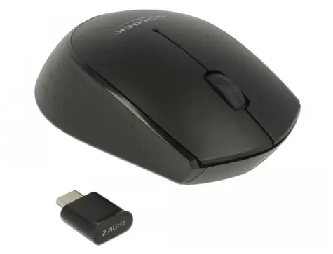 DeLock 12526 bezdrátová optická myš / 1000dpi / 3 tlačítka / USB Type-C / 2.4 GHz 