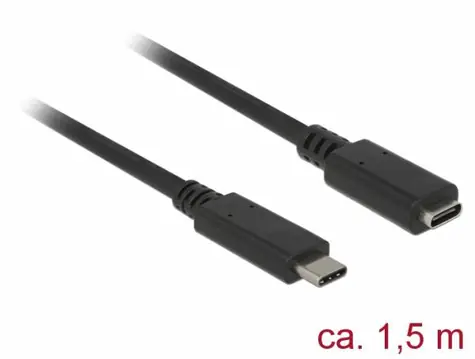 DeLock prodlužovací kabel SuperSpeed USB (USB 3.1 Gen 1) USB Type-C samec > port samice 3 A / 1.5 m