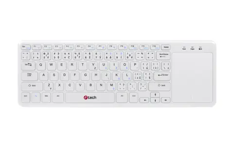 C-TECH WLTK-01 bílá / Bezdrátová klávesnice s touchpadem / USB