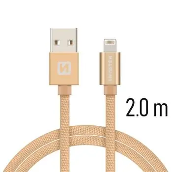 SWISSTEN TEXTILE datový kabel USB - Lightning 2m zlatá