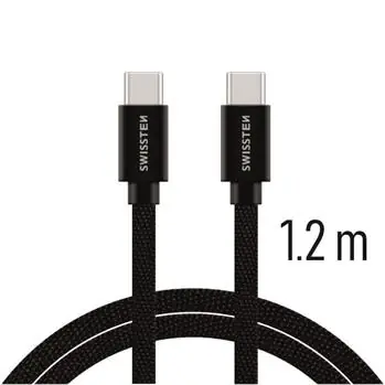 SWISSTEN TEXTILE datový kabel USB-C - USB-C 1.2m černá