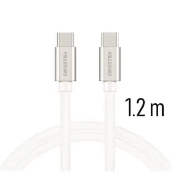 SWISSTEN TEXTILE datový kabel USB-C - USB-C 1.2m stříbrná
