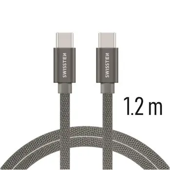 SWISSTEN TEXTILE datový kabel USB-C - USB-C 1.2m šedá