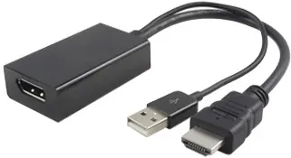 MicroConnect Adaptér HDMI 1.4 - DisplayPort 1.2 M-F / 3840x2160@30Hz / Aktivní / s USB napájením / 0.3m  / černá