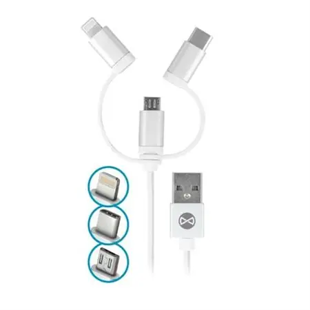 Forever 3IN1 Datový kabel  Lightning & microUSB & USB-C bílá