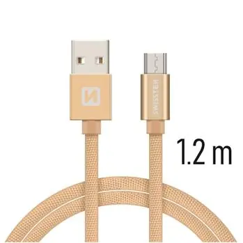 SWISSTEN TEXTILE datový kabel USB - microUSB 1.2m zlatá