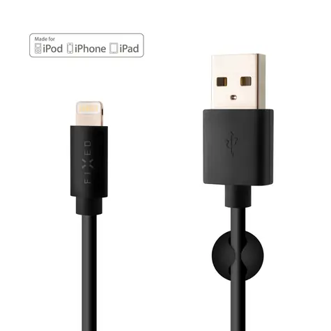 FIXED Dlouhý datový a nabíjecí kabel s konektorem Lightning 2 m černá / MFI certifikace / 2.4A