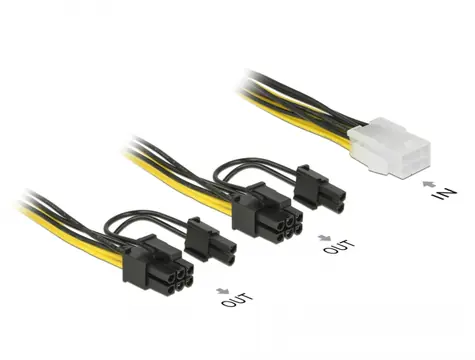 Delock PCI Express napájecí kabel 6 pin samice > 2 x 8 pin samec 15 cm