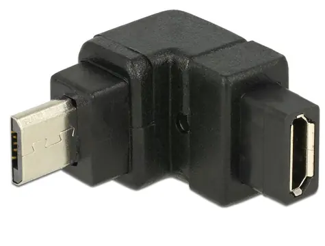 Delock adaptér USB 2.0 Micro-B samec > USB 2.0 Micro-B samice / pravoúhlá nahoru