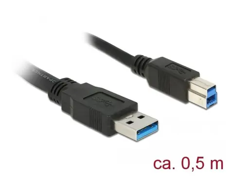 Delock Kabel USB 3.0 Typ-A samec > USB 3.0 Typ-B samec 0.5 m černá