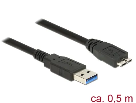 Delock Kabel USB 3.0 Typ-A samec > USB 3.0 Typ Micro-B samec 0.5 m černá