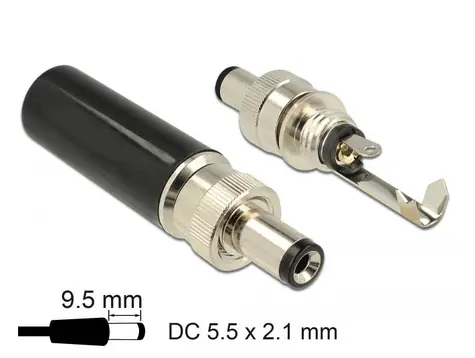Delock Konektor DC 5.5 x 2.1 mm s délkou 9.5 mm samec