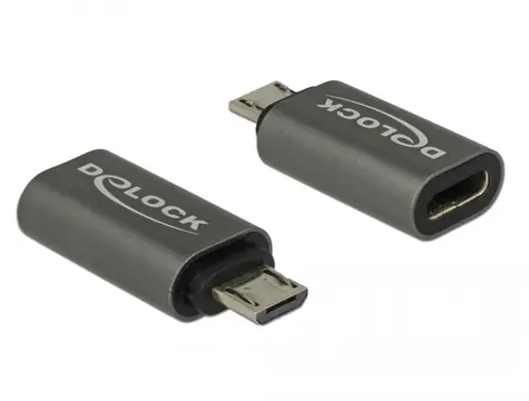 Delock Adaptér USB 2.0 Micro-B samec na USB Type-C 2.0 samice šedá