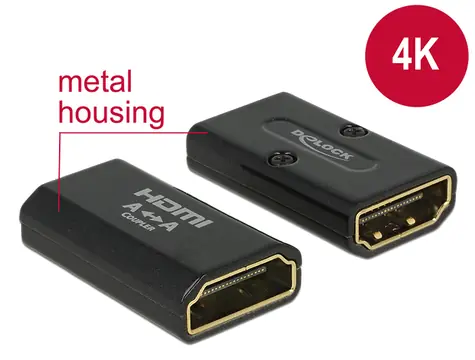 Delock Adaptér HDMI s Ethernetem – HDMI-A samice > HDMI-A samice černá / 4K / High Speed / doprodej