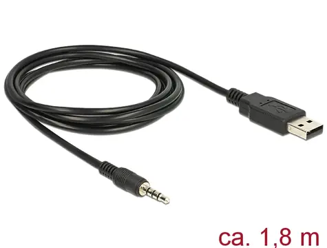 Delock kabel USB TTL samec > 3.5 mm 4 pin stereo jack samec 1.8 m černá / 3.3 V