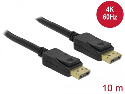 Delock Displayport 1.2 kabel samec > Displayport samec 10 m černá / 4K 60 Hz