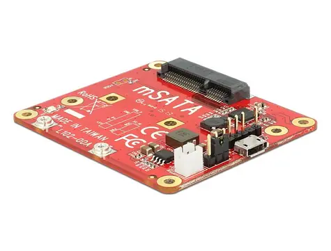 Delock konvertor Raspberry Pi USB Micro-B samice & USB pin header > mSATA 6 Gbps