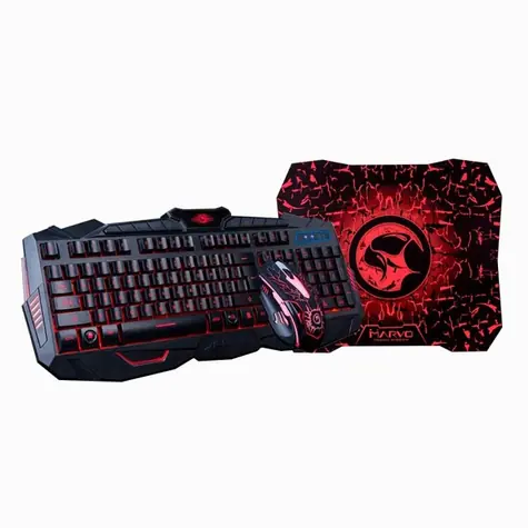 Marvo KM400 černá - US / herní sada klávesnice+myš+/ 2400 DPI / 6 tlačítek / 1.5m / USB / podsvícení / US layout