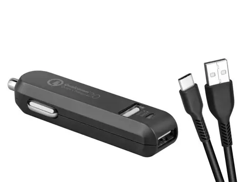AVACOM CarMAX 2 nabíječka do auta (USB-C) černá / 2x Qualcomm Quick Charge 2.0 / USB-C kabel