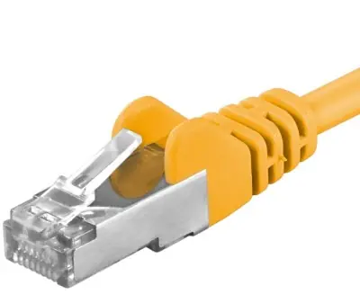 PremiumCord SFTP CAT6A 0.5m žlutá / Patch kabel / RJ45-RJ45