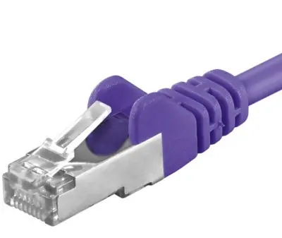 PremiumCord SFTP CAT6A 0.25m fialová / Patch kabel / RJ45-RJ45