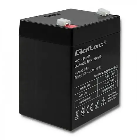 Qoltec baterie AGM 4.5Ah / 12V / max.1.35A