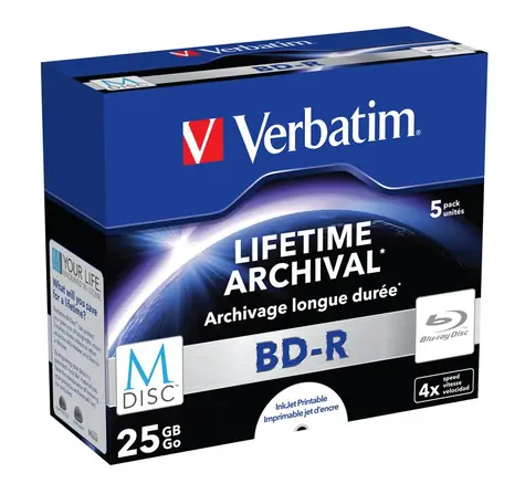 VERBATIM BD-R SL 4x 25 GB 5 kusů / Blu-ray / MDISC / jewel case