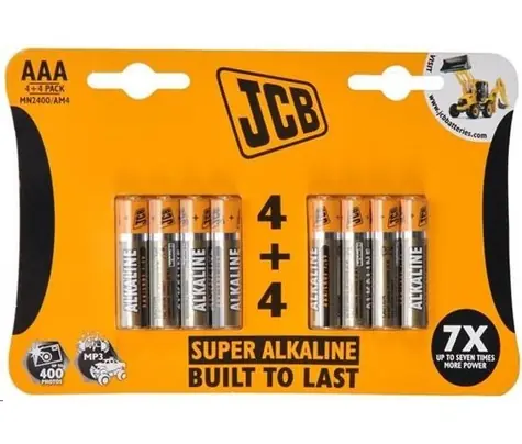 JCB SUPER alkalická baterie AAA (LR03) blister 8 ks