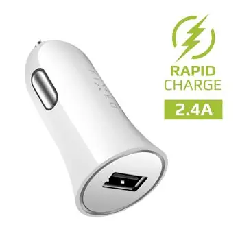 FIXED Autonabíječka s USB výstupem 2.4A bílá
