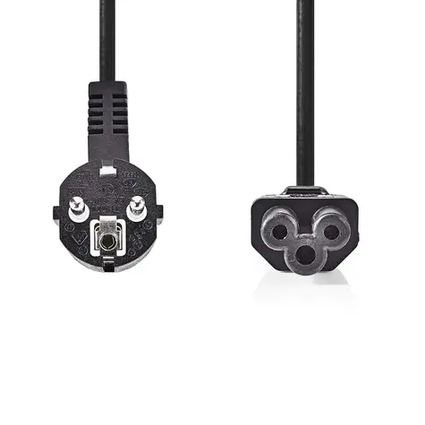 NEDIS napájecí kabel 230V Černý / přípojný 10A / konektor IEC-320-C5 / úhlová zástrčka Schuko/ trojlístek / 2m