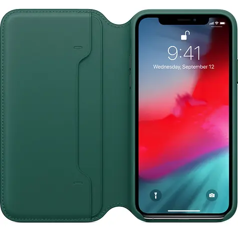 Apple Leather Folio kožené pouzdro pro iPhone XS Max piniově zelená