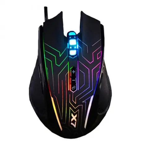 A4tech X87 Oscar Neon Černá / Herní optická myš / 2400 DPI / 5 tlačítek / Pravoruká / USB / Neonové podsvícení