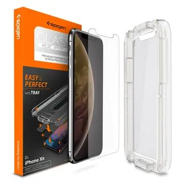 Spigen GLAS.tR EZ Fit ochranné sklo s aplikačním nástrojem pro  Apple iPhone XR