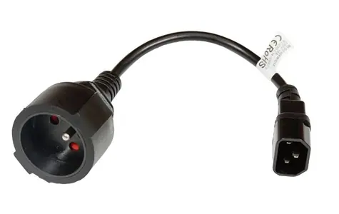 LEXI-NET redukce UPS 230V 1 zásuvka - UPS / CEE 7:5 NA IEC320 C14 / 23cm