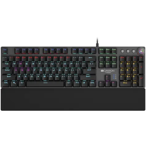 CANYON CND-SKB7-US šedá / herní klávesnice / mechanická / multimediální / světelné efekty/ 104 kláves / US layout