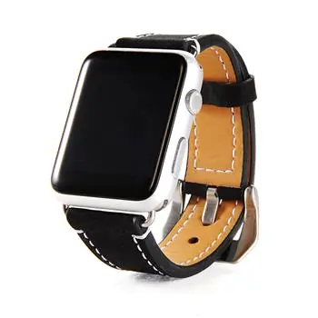 Tactical Genuine Kožený Pásek pro Apple Watch 1 & 2 & 3 42mm černá