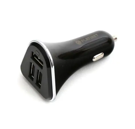 PLATINET PLCR3B černá / autonabíječka / 3x USB / 5.2 A / 1m microUSB kabel